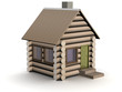 Wooden small house. The isolated illustration. 3D image.