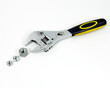 Adjustable ratchet wrench with three different nuts