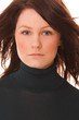 Portrait of young beautiful woman on white background