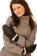 Portrait of young beautiful woman wearing winter jakcet