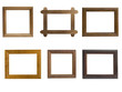 Frames from natural wood on a white background