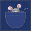 Little mouse in the pocket, digital illustration for kids.