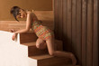Hot sexy brunette girl posing on stairs Hot sexy brunette girl posing on stairs