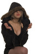 Fashion shot of a young pretty woman with hood Fashion shot of a young pretty woman with hood