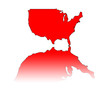 A simple illustration of the USA reflected in red.