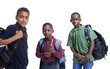 A group of african american students ready for school. 