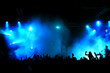 Photo en ligne au meilleur prix Cheering crowd at concert, musicians on the stage