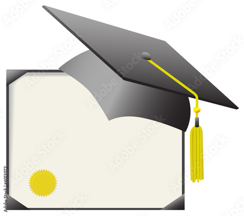 Illustration: Mortarboard Graduation Cap & Diploma Certificate Mortarboard Graduation Cap & Diploma Certificate