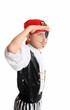 A boy pirate on the lookout searching for treasure 