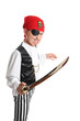 A swashbuckling pirate brandishing a long sword.