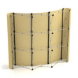 Advertising media Popup 3x3 in side-back view. 3D render. Advertising media Popup 3x3 in side-back view. 3D render.