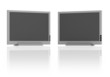 Rough Flat TV. Two views. 3D render. Rough Flat TV. Two views. 3D render.