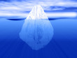 3D render of an iceberg partially submerged in water 
