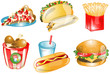 Illustrations of different fast foods icons Illustrations of different fast foods icons