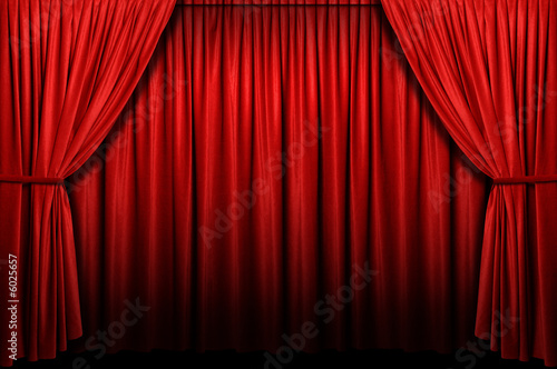 Red stage curtain with arch entrance