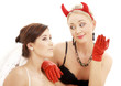 picture of angel and devil girls over white