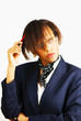 Business woman preparing for action Business woman preparing for action