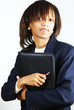 Business woman with black folder Business woman with black folder