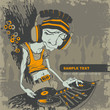 vector grunge background with DJ , CD cover vector grunge background with DJ , CD cover
