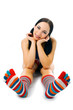 woman in strip sock