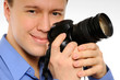 The happy man with the camera
