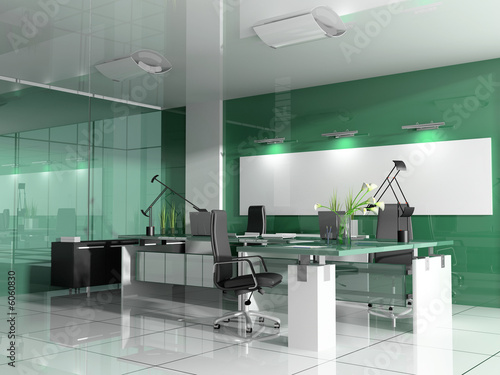 The modern interior of office 3d image