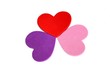 Three colorful hearts