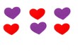 Purple and red hearts
