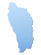 Dominica map filled with light blue gradient Dominica map filled with light blue gradient