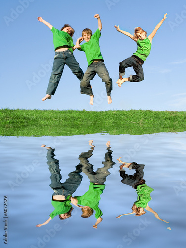 happy kids jumping for joy