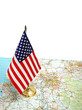 USA flag on the map against white background USA flag on the map against white background