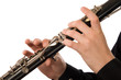 Clarinet player. It is isolated on a white background.