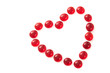 Red gem stones in a heart shape