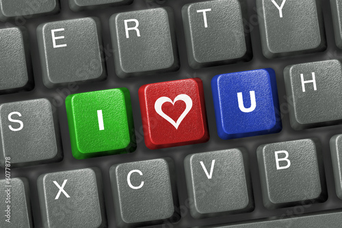 Computer keyboard with three love keys Computer keyboard with three love keys