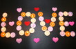 Love hearts and flames