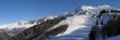 Piste de ski et chaine du mont Blanc au col de Voze