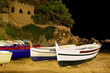 Boat on the night shore. Catalonia, Spain