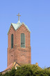 Church Steeple with Blue Sky Background