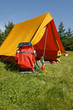 Beautiful and natural camping site on a bright summer day