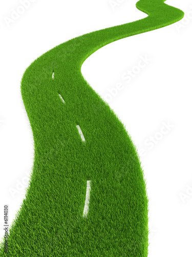 Illustration: 3d grassy road isolated 3d grassy road isolated