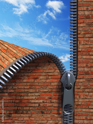 Illustration: 3d rendering of the unzipping wall 3d rendering of the unzipping wall