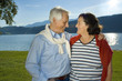 attractive married mature couple enjoying the sunset.