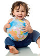 Baby with puzzle globe. Baby with puzzle globe.