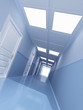 Long corridor with many doors