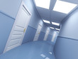 Long corridor with many doors