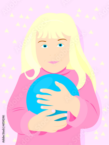 Illustration: Girl with a bal. Girl with a bal.