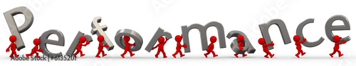 Illustration: 3d little humans carry performance letters 3d little humans carry performance letters