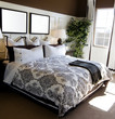 Beautifully designed bedroom interior with shutters