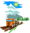Logging truck with mountains