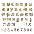Gold letters ancient with silver edge + numbers
